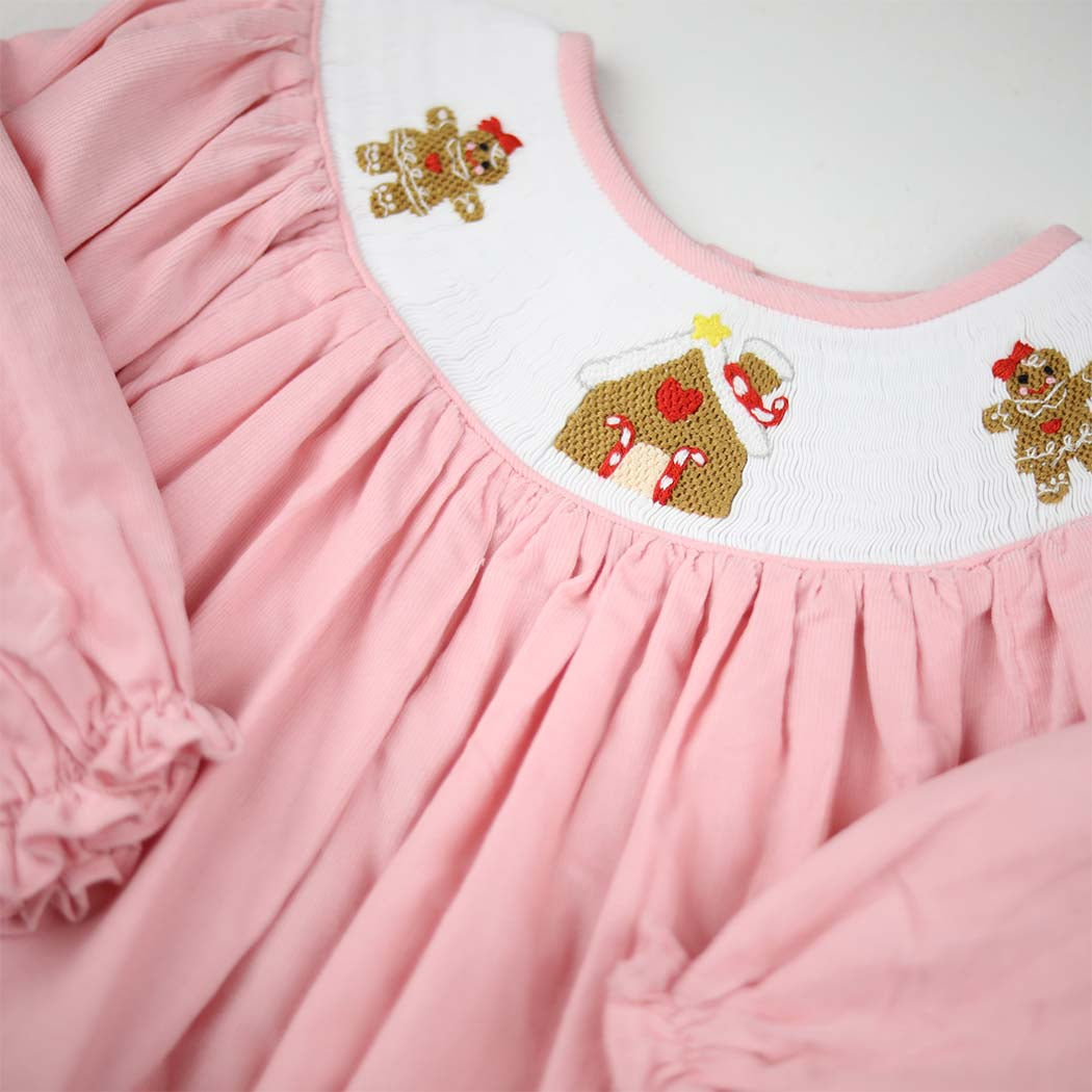 Christmas Pink Gingerbread Smocked Dress | Perfect Holiday Outfit for Girls The Bella Bean Christmas Pink Gingerbread Smocked Dress | Perfect Holiday Outfit for Girls The Bella Bean