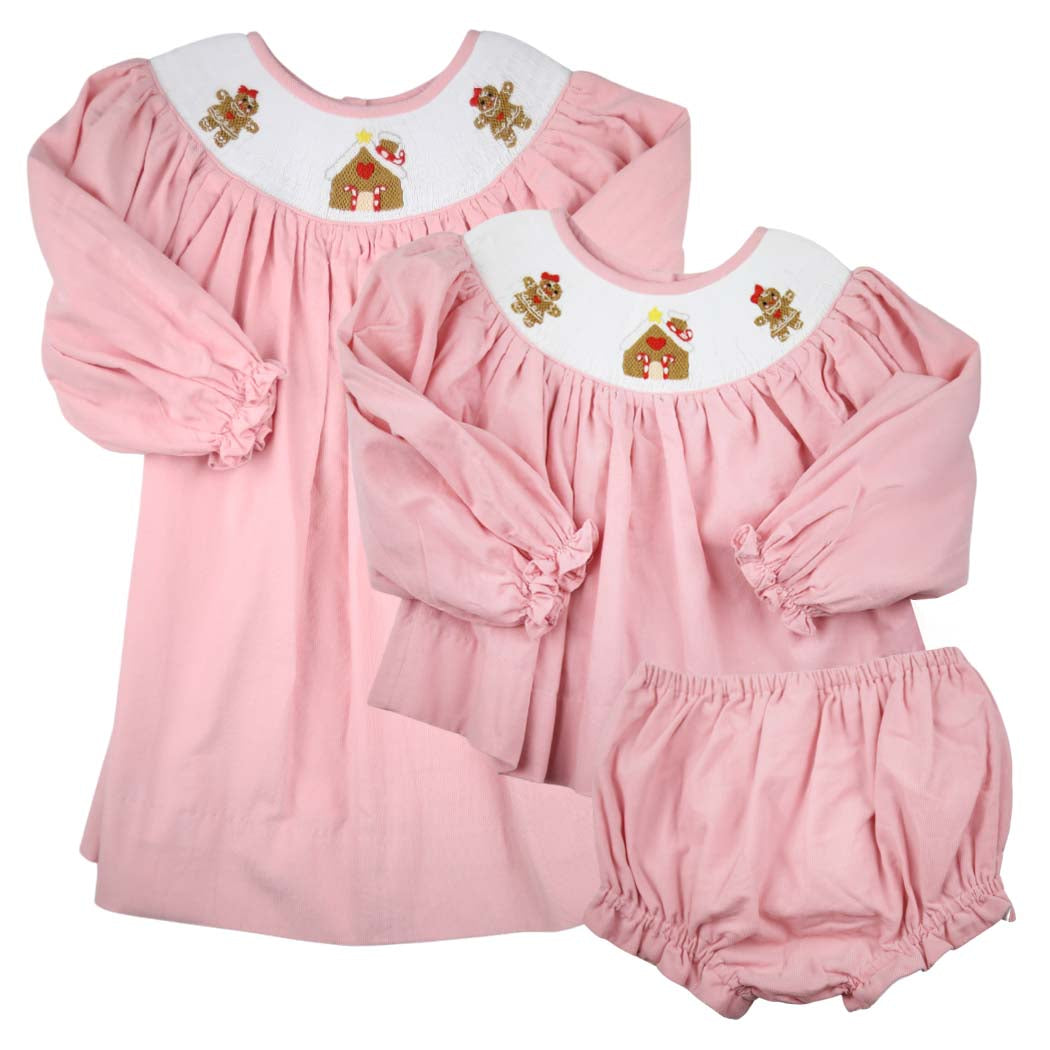Smocked Gingerbread House Dress