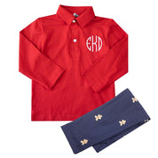 Navy Corduroy Pants with Gingerbread Men