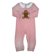 Boys Red Striped Gingerbread Romper