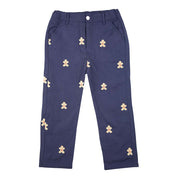 Navy Corduroy Pants with Gingerbread Men