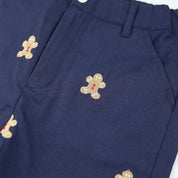 Navy Corduroy Pants with Gingerbread Men