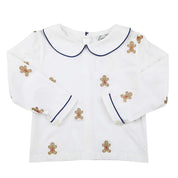 Gingerbread Man Peter Pan White Collar Knit Shirt