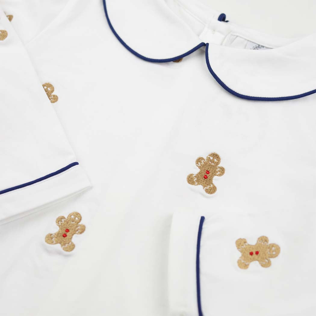 Gingerbread Man Peter Pan White Collar Knit Shirt