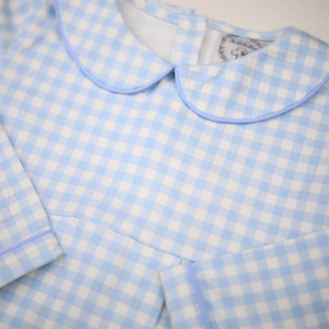 Blue Gingham Long Sleeve Bubble