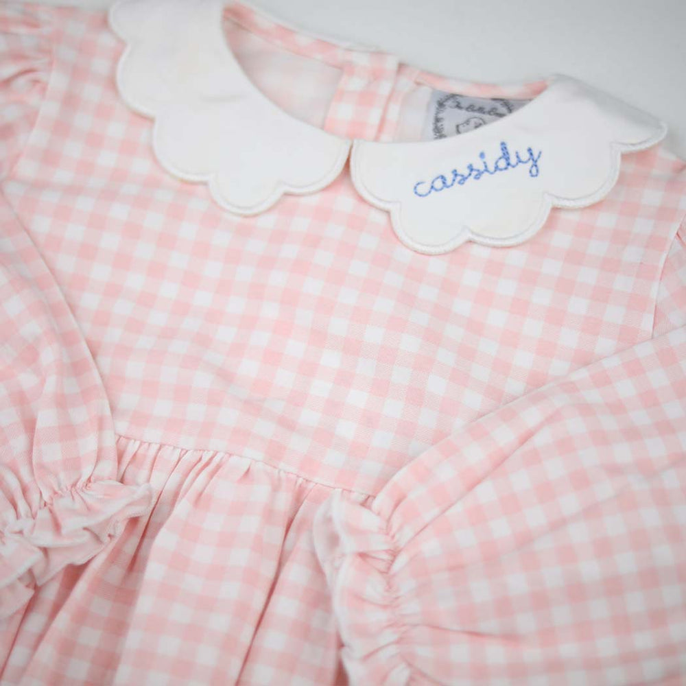 Party Dogs Pink Gingham Girl Embroidered/Monogram Bubble