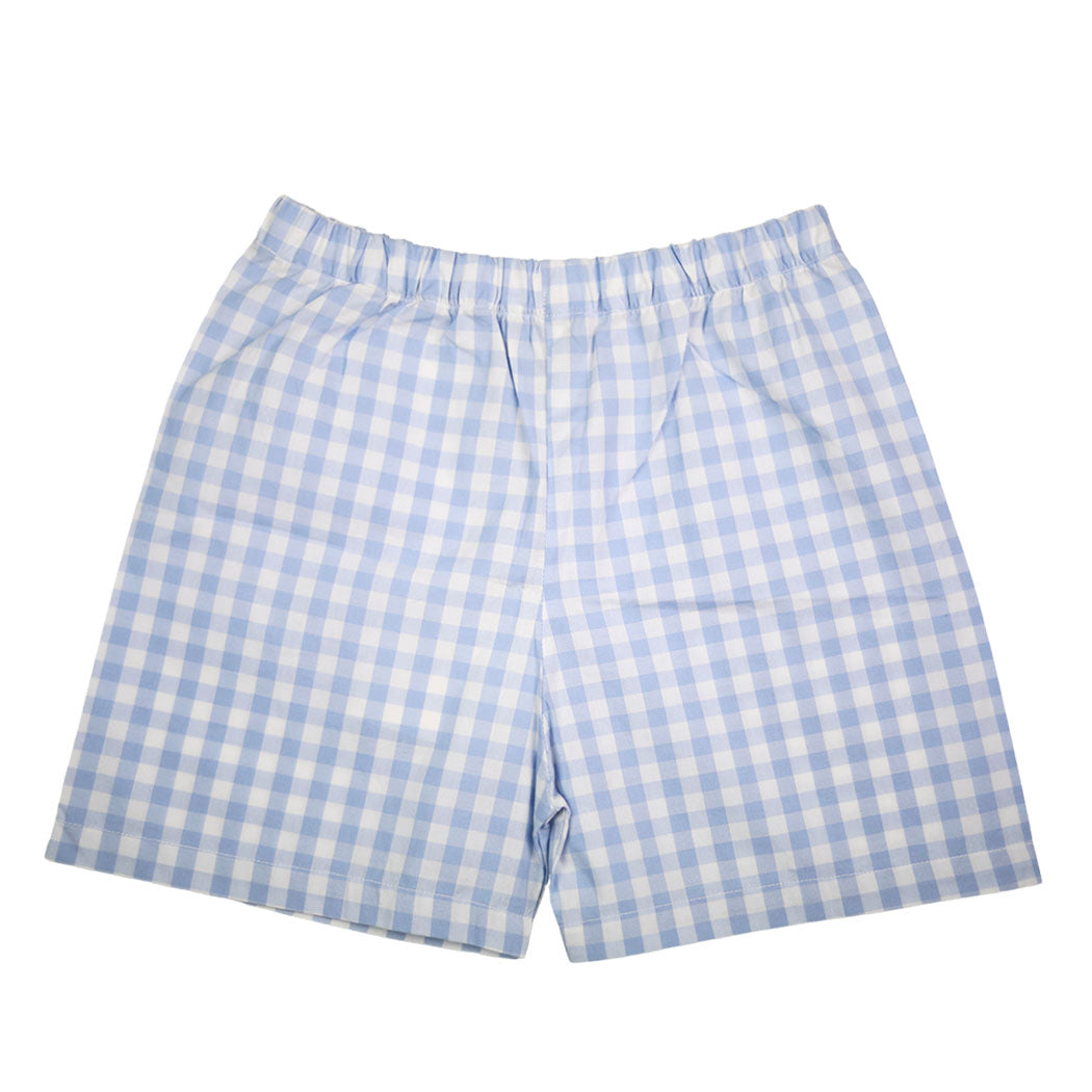 Blue Gingham Boys Shorts with RicRac