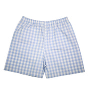 Blue Gingham Boys Shorts with RicRac