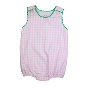 Pink Gingham with Green RicRac Girl Bubble