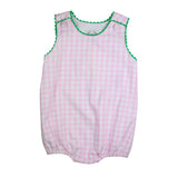 Pink Gingham with Green RicRac Girl Bubble
