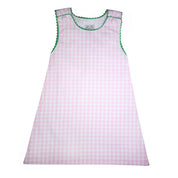 Pink Gingham with Green RicRac Sleeveless Dress