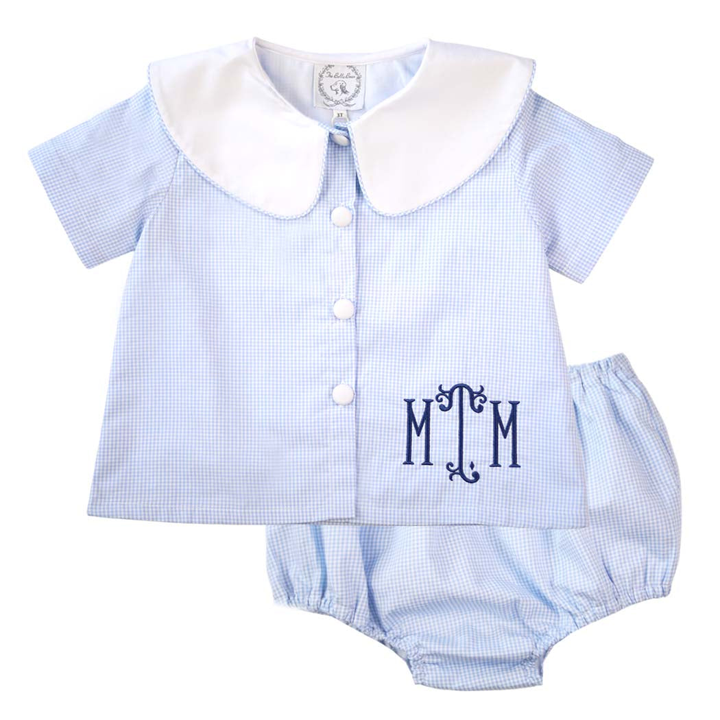 Blue Gingham Bloomer Set