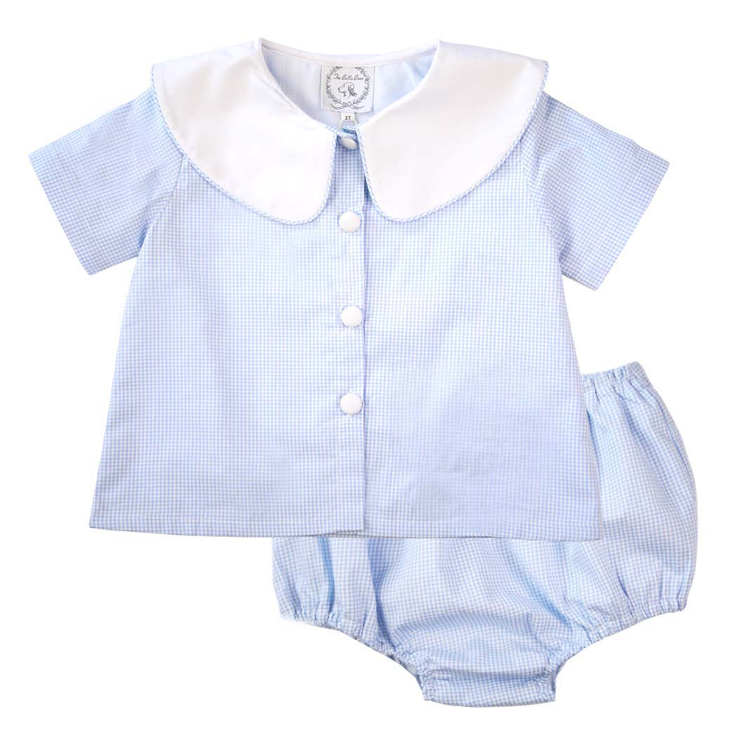 Blue Gingham Bloomer Set