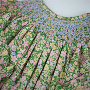 Green Floral Smocked Dress