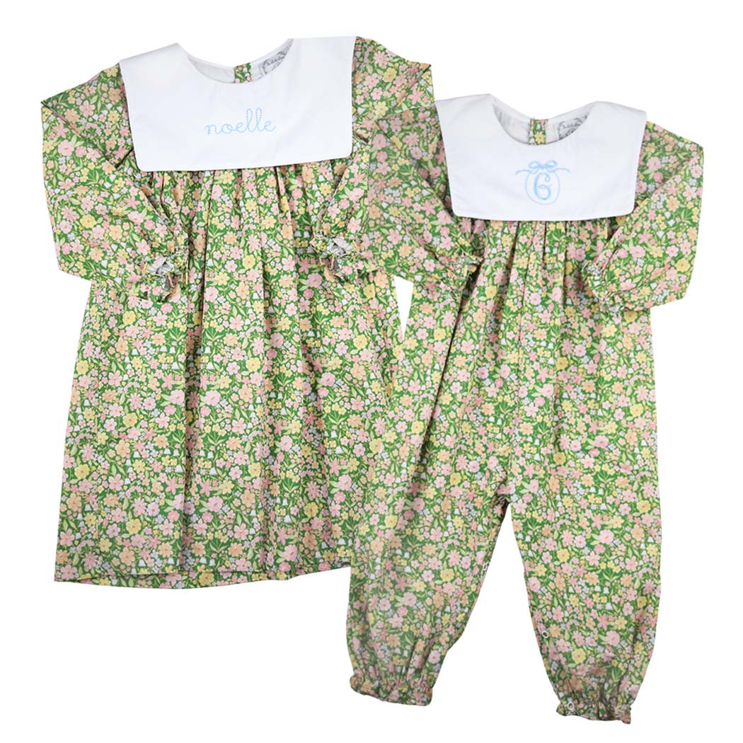 Green Floral Bib Dress