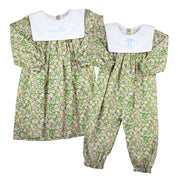 Green Floral Bib Dress