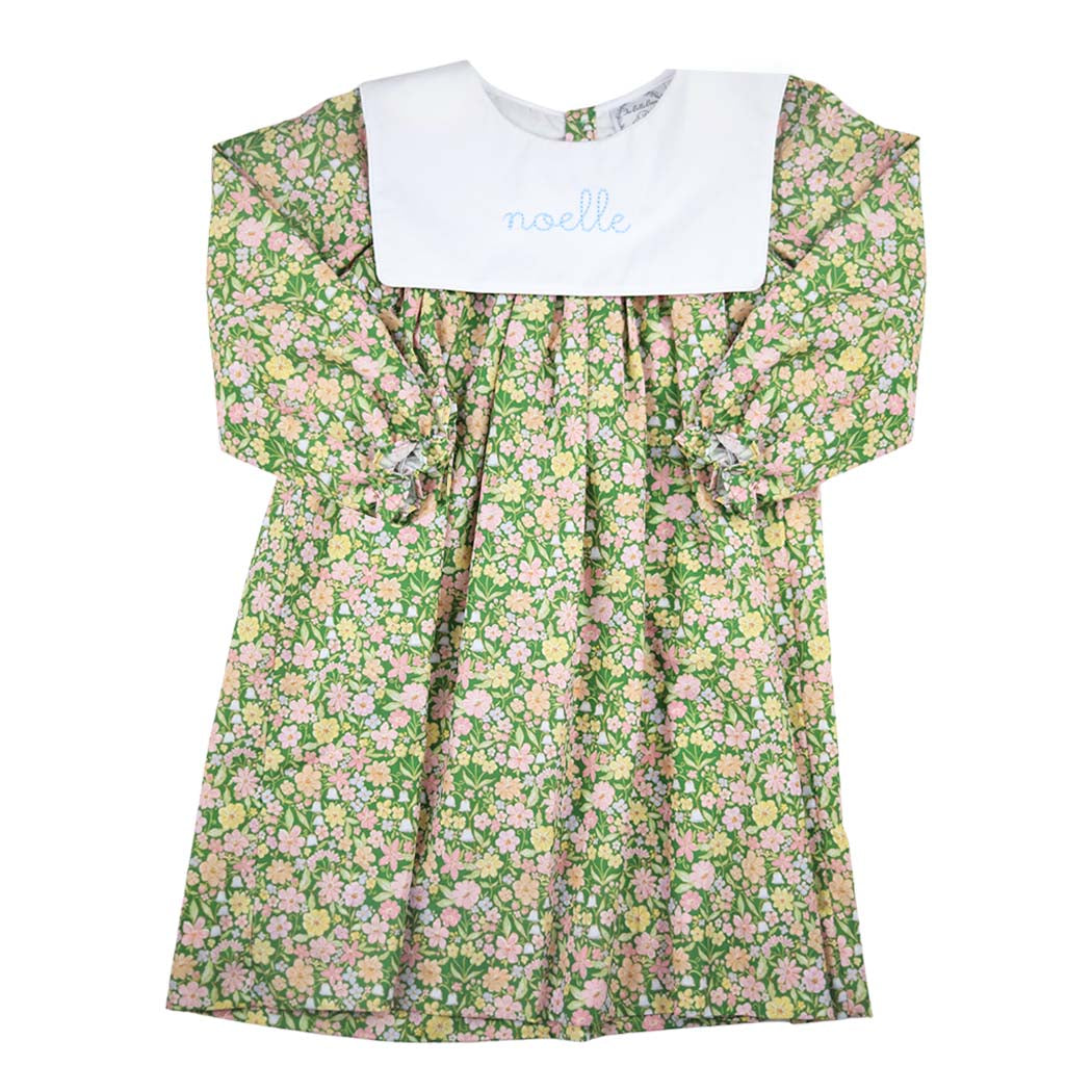 Green Floral Bib Dress