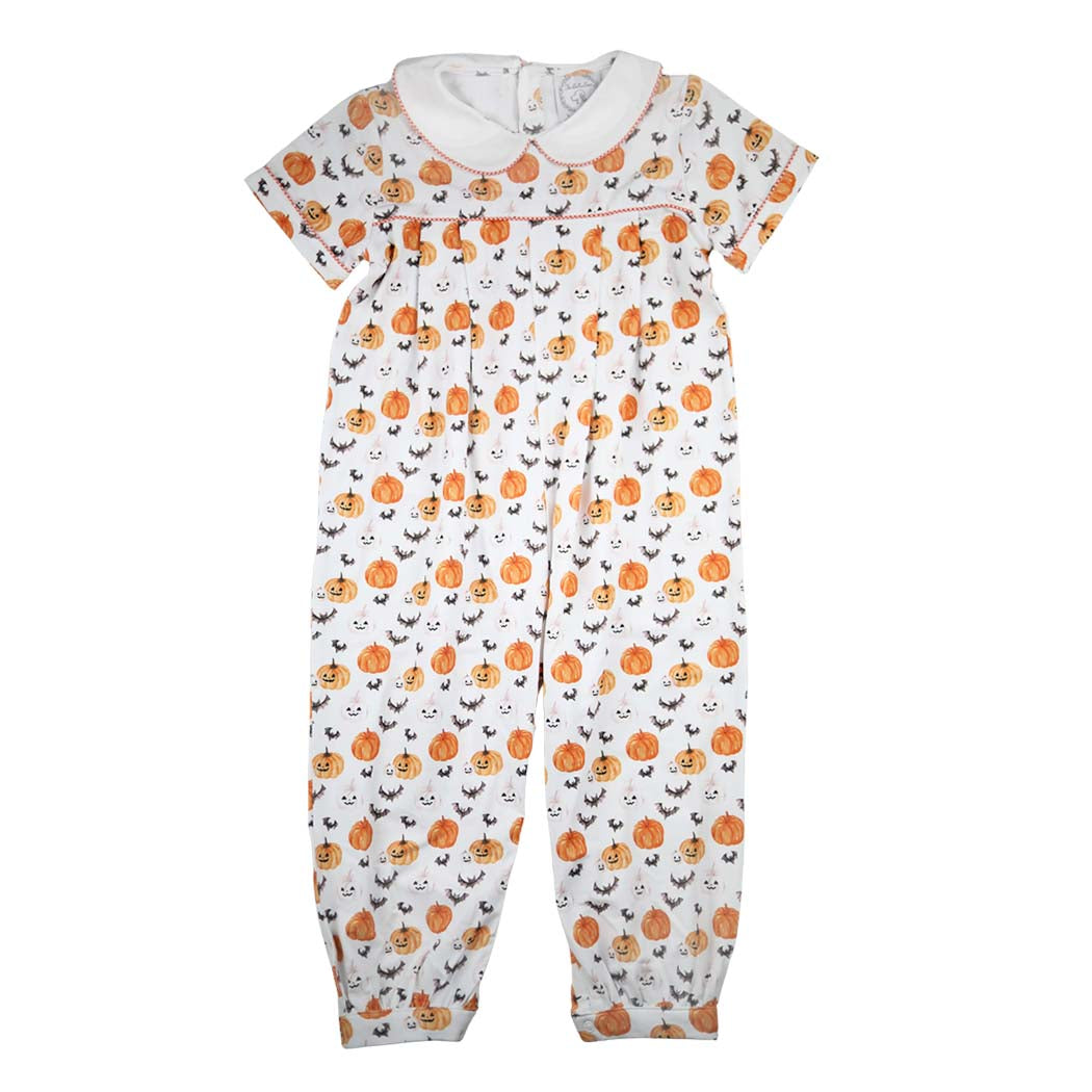 Boys Halloween Pumpkin & Bats Romper