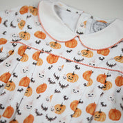 Boys Halloween Pumpkin & Bats Romper