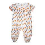 Girls Halloween Pumpkin & Bats Romper