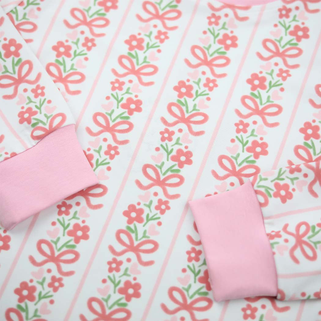 Floral & Bow Print Loungewear Set