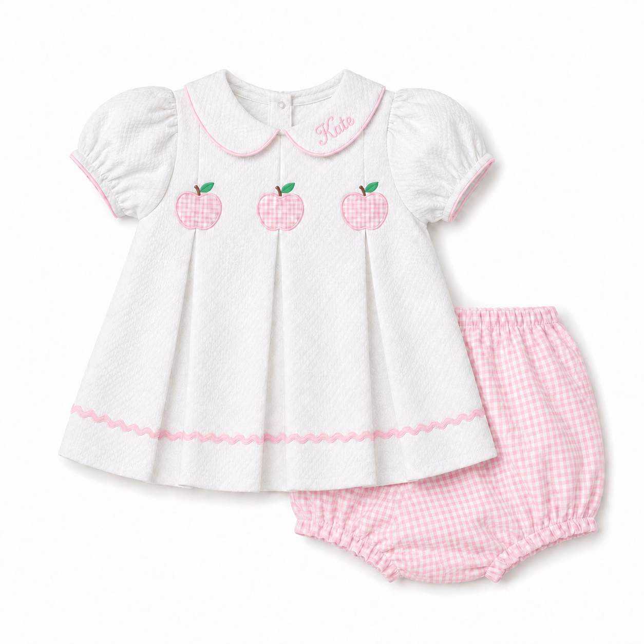 Pretty in Pink Gingham Apple Swing Set