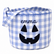 Blue Gingham Ghost Jack 'O Lantern Halloween Bucket