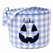 Blue Gingham Ghost Jack 'O Lantern Halloween Bucket