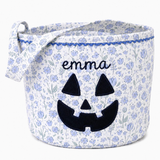 Blue Floral Jack 'O Lantern Halloween Bucket