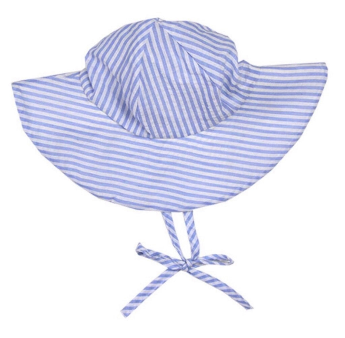 Blue Seersucker Sun Hat