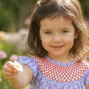 Patriotic Smocked Floral Bubble
