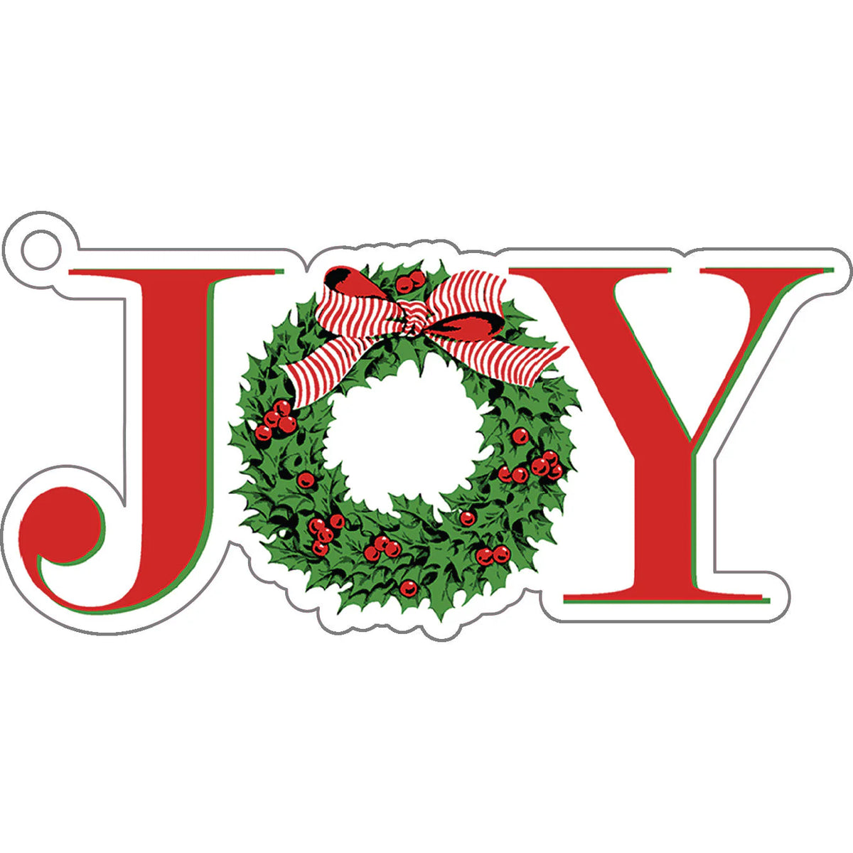 JOY Holly Wreath Christmas Die-Cut Gift Tags
