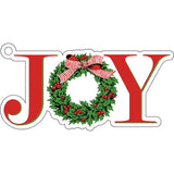 JOY Holly Wreath Christmas Die-Cut Gift Tags