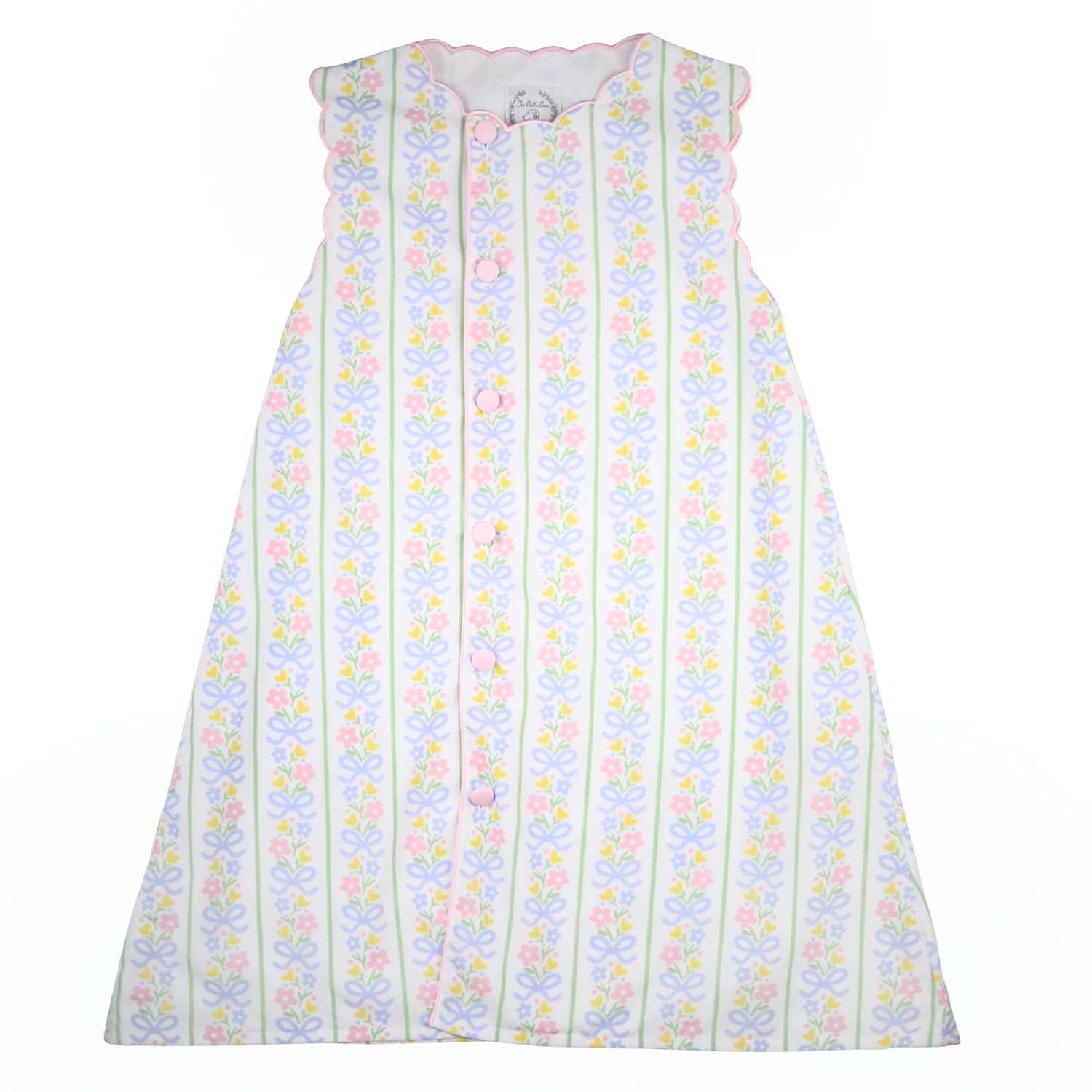 Blue Floral & Bow Scalloped Dress