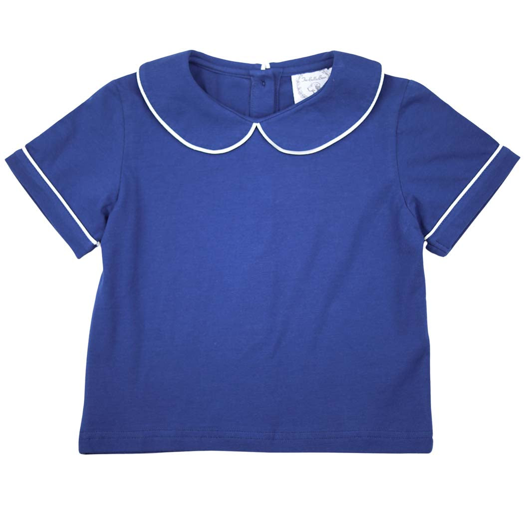 Unisex Navy Peter Pan Knit Short-Sleeve Shirt