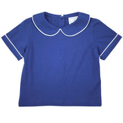 Unisex Navy Peter Pan Knit Short-Sleeve Shirt