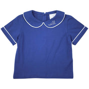 Unisex Navy Peter Pan Knit Short-Sleeve Shirt
