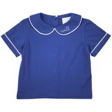 Unisex Navy Peter Pan Knit Short-Sleeve Shirt