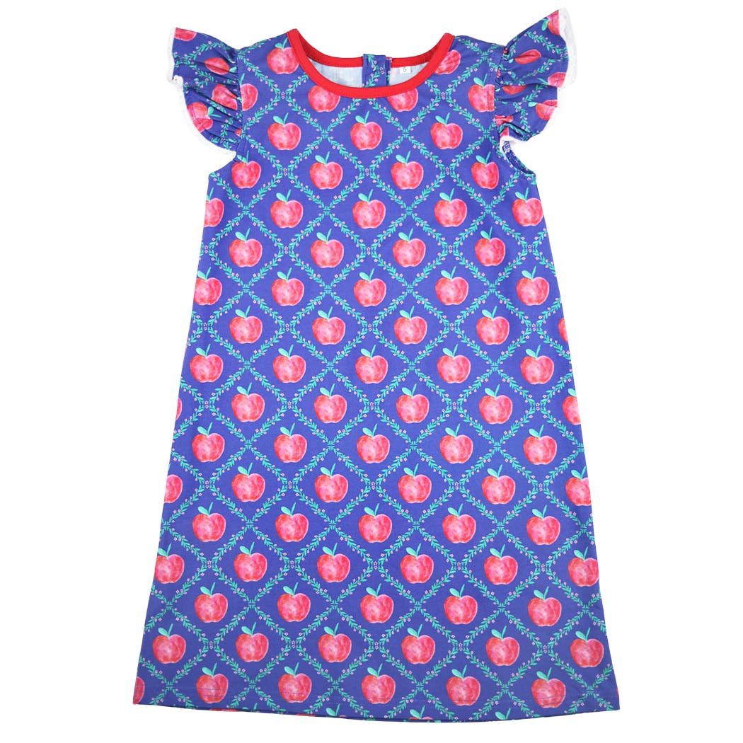 Navy Apple & Vine Printed Dress
