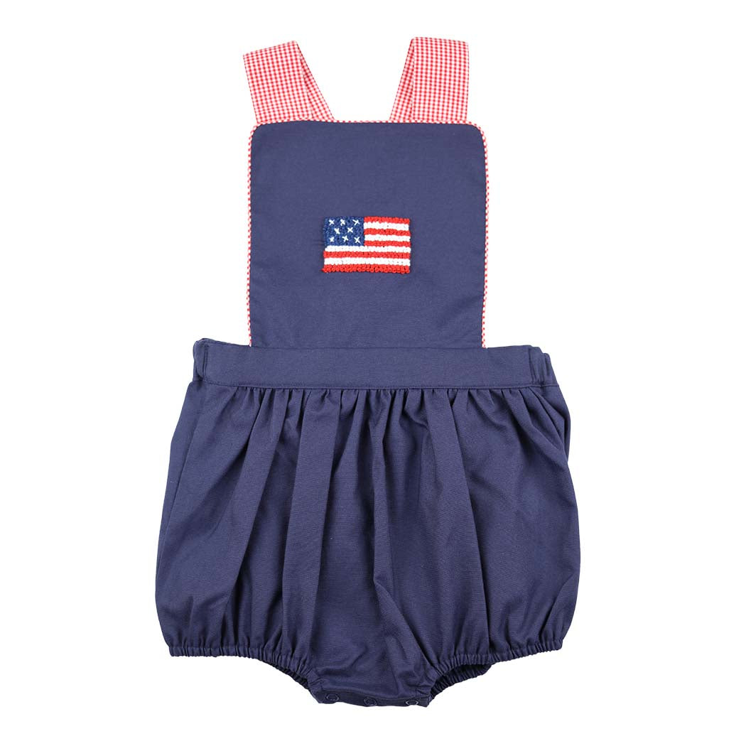 Unisex Navy Patriotic Flag Sunsuit Bubble