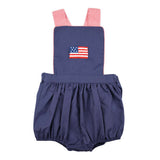 Unisex Navy Patriotic Flag Sunsuit Bubble