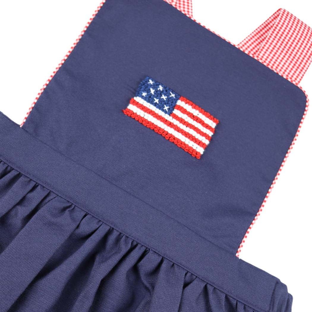 Unisex Navy Patriotic Flag Sunsuit Bubble