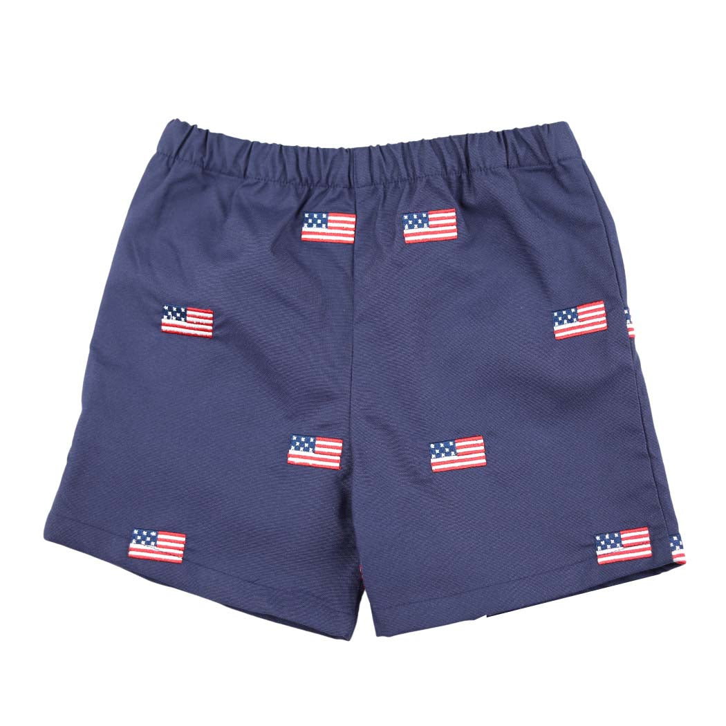 Patriotic Flag Print Shorts Set
