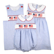 Smocked Seersucker Flag Dress