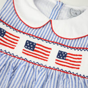 Smocked Seersucker Flag Dress