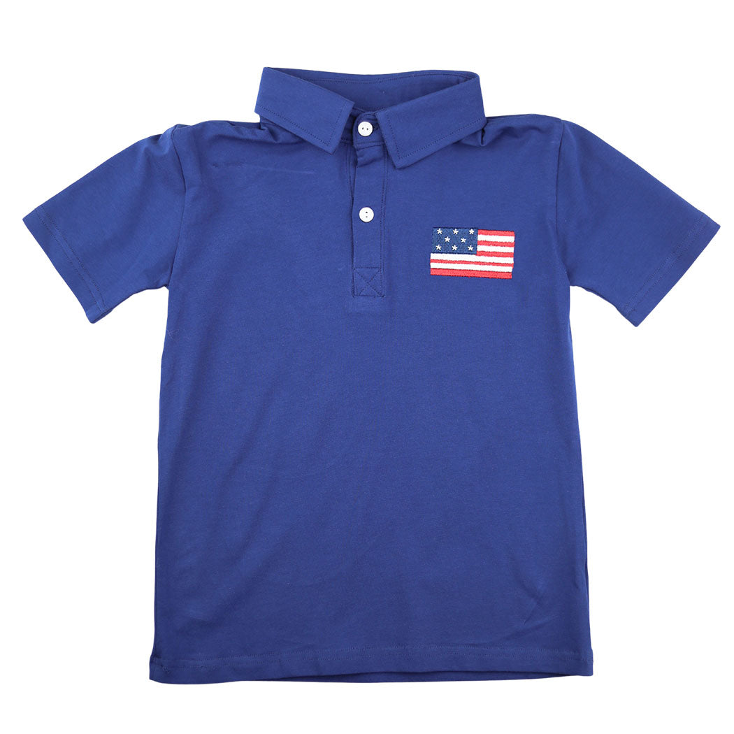 Navy Patriotic Flag Polo