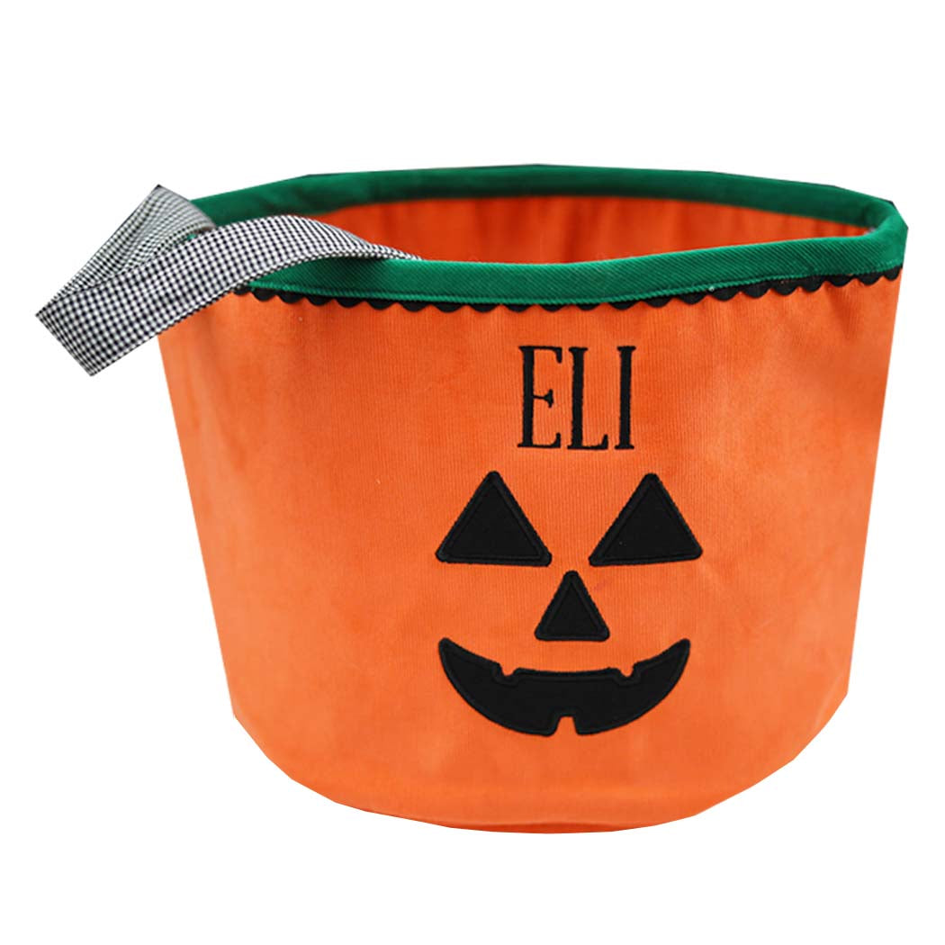 Orange Corduroy Jack-O-Lantern Halloween Bucket