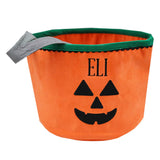 Orange Corduroy Jack-O-Lantern Halloween Bucket