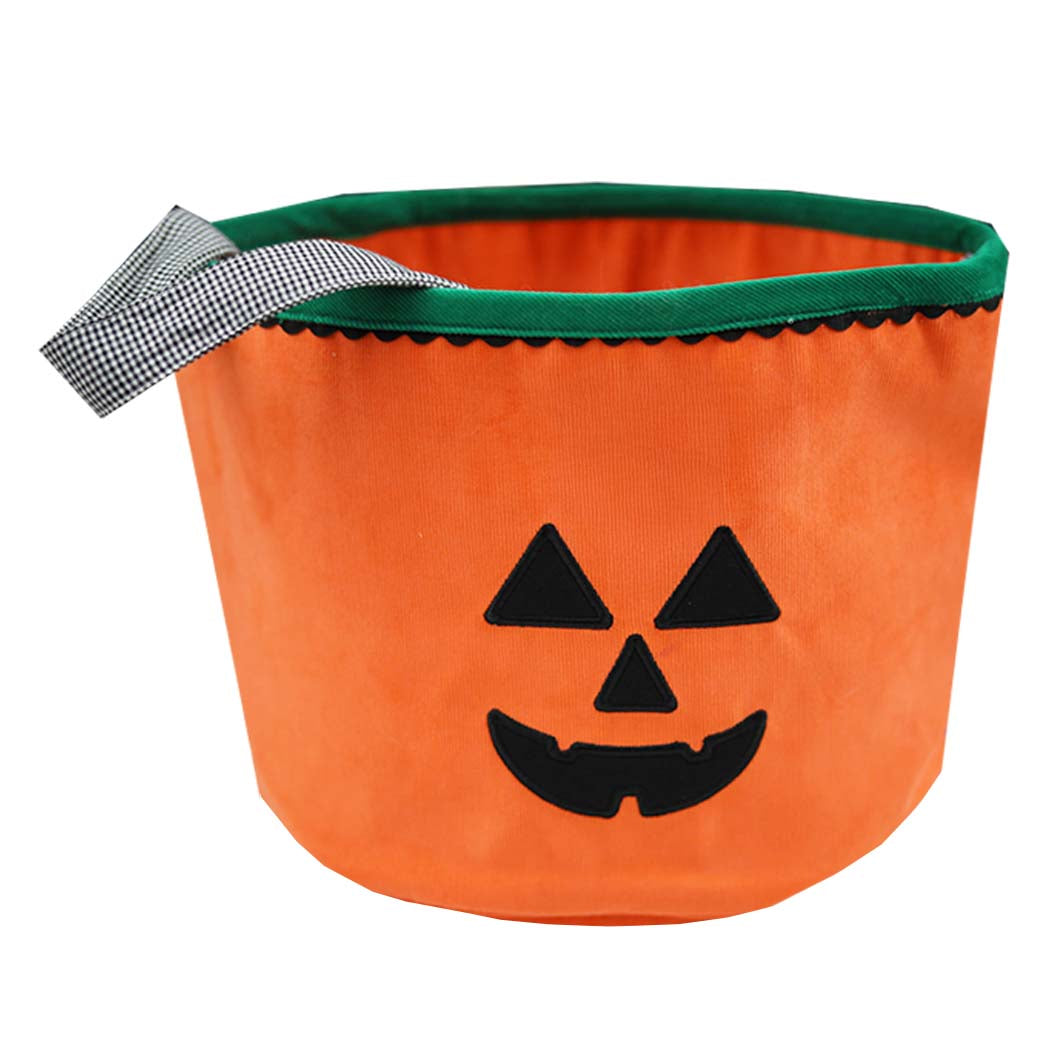 Orange Corduroy Jack-O-Lantern Halloween Bucket