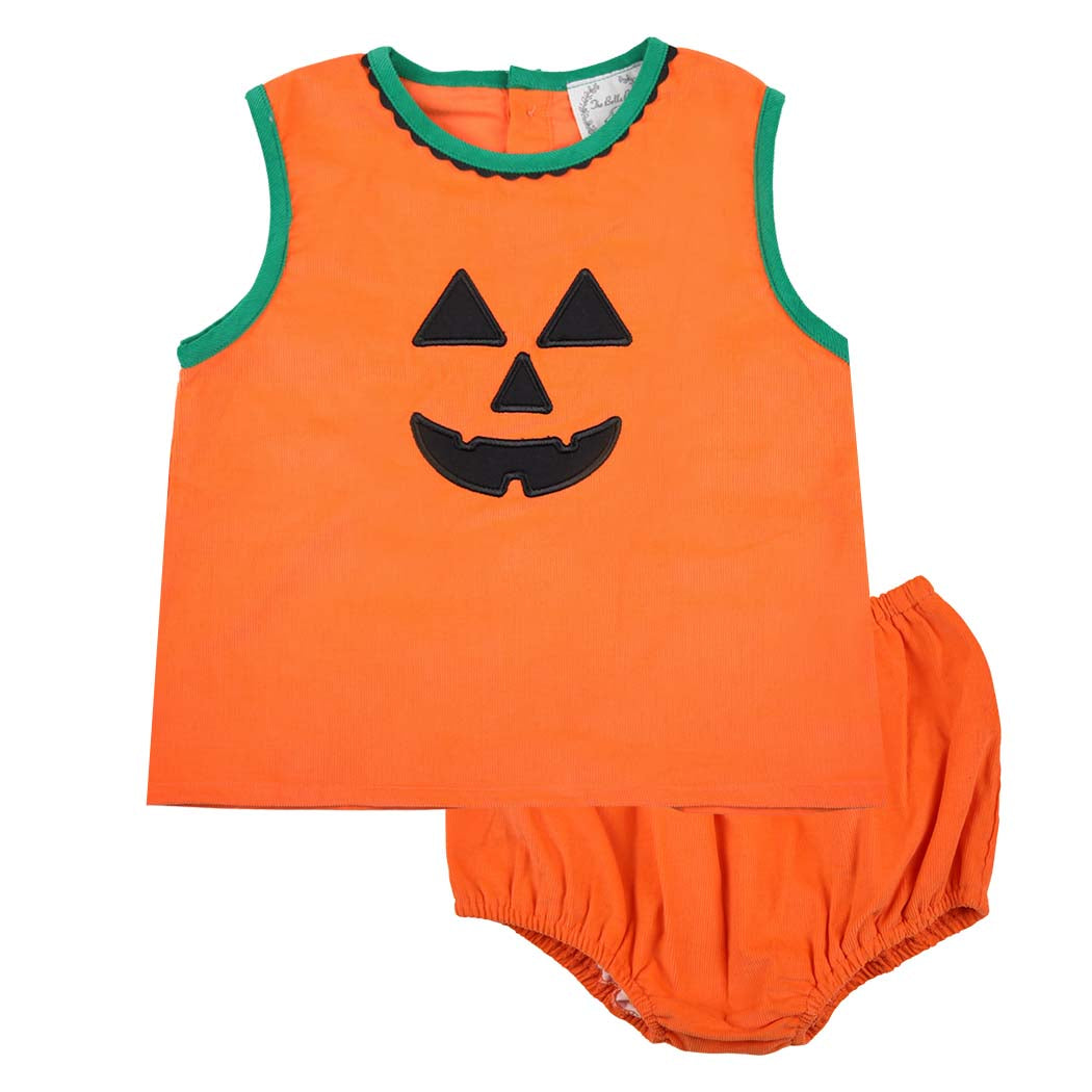 Boys Orange Corduroy Jack-O-Lantern Bloomer Set